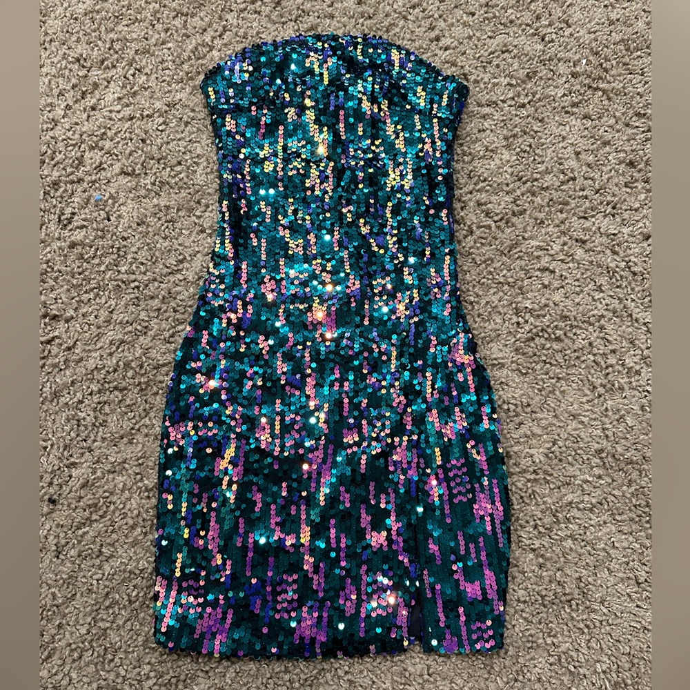 Allison + Kelly, xs, teal/purple/black, dress, tight, new with tags, has slit